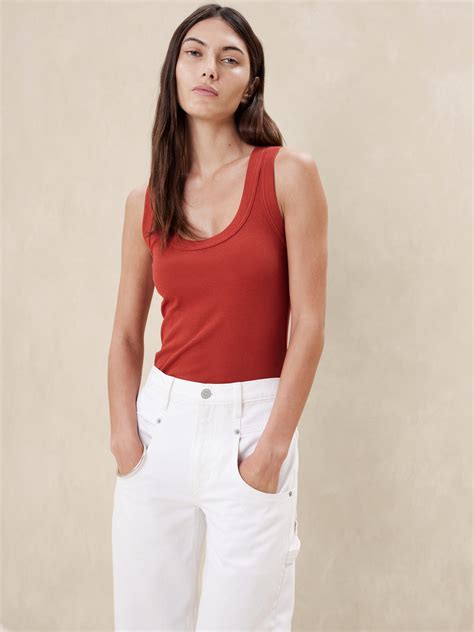 Ribbed Scoop-Neck Tank | Banana Republic