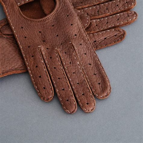 Ladies Driving Gloves From Mid-Brown Peccary Leather - TR Handschuhe ...