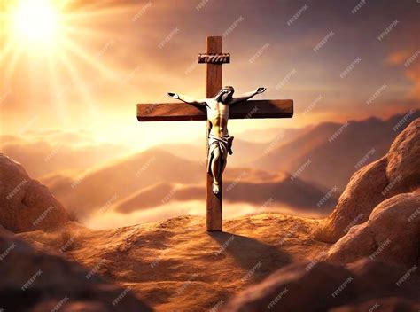 Premium PSD | Jesus christ crucified on cross on mount golgotha died ...