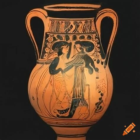 Ancient greek pottery with two women in a vineyard on Craiyon