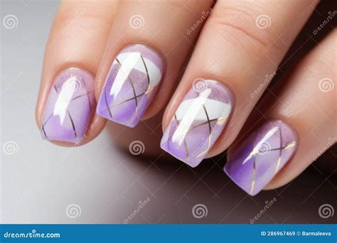 French Classic Manicure. Female Fingers with Beautiful Nails. Salon and ...
