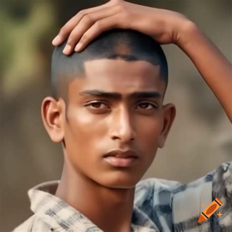 Young indian man with buzz cut and clean-shaven appearance on Craiyon
