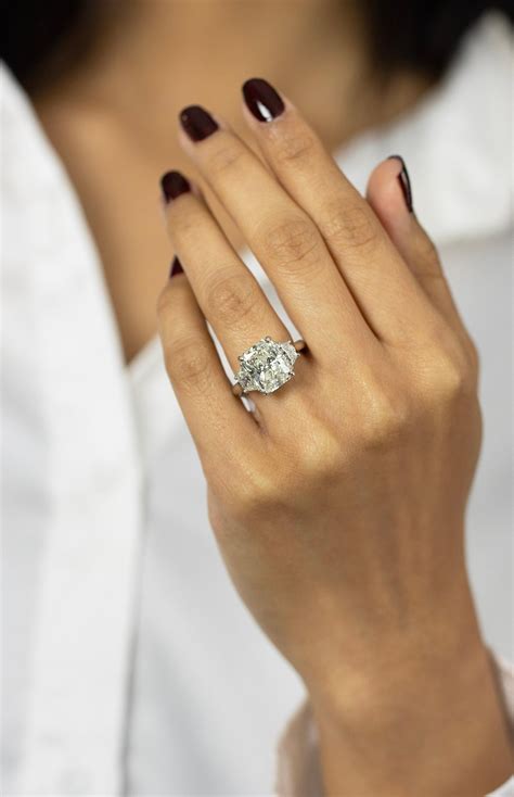 GIA Certified 5.01 Carats Radiant Cut Diamond Three-Stone Engagement ...