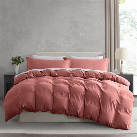 Amazon.com: Nestl Twin Duvet Cover Set - Soft Prewashed Pink Clay Duvet ...