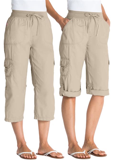 Woman Within Plus Size Convertible Cargo Capri Pant to Bermuda Shorts ...