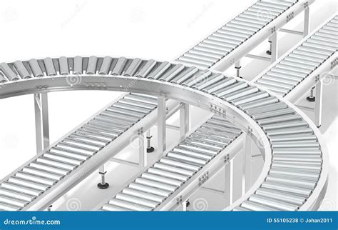 Metal Roller Conveyor System. Stock Illustration - Illustration of ...