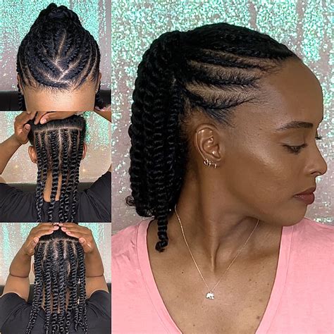 Flat Twist Updo Hairstyles For Natural Hair - Fade Haircut Styles