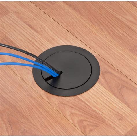Recessed Round Floor Box, 20A Power, 2 Data Connections, Black Cover ...