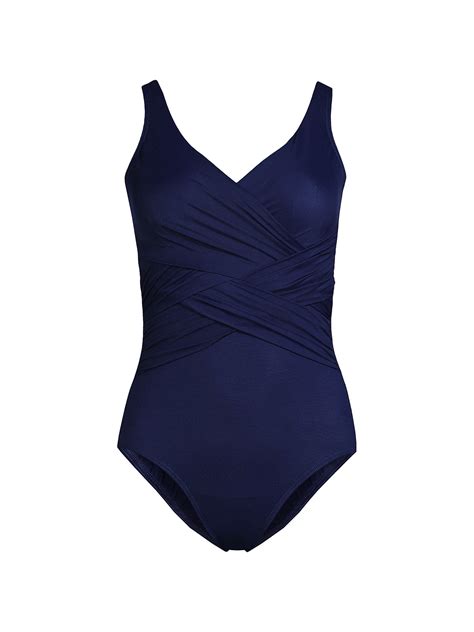 Lands' End Women's Slender Suit Wrap One Piece Swimsuit - Walmart.com