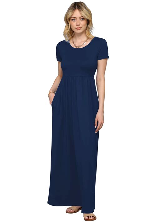 Made by Johnny Women's Short Sleeve Loose Plain Casual Long Maxi ...