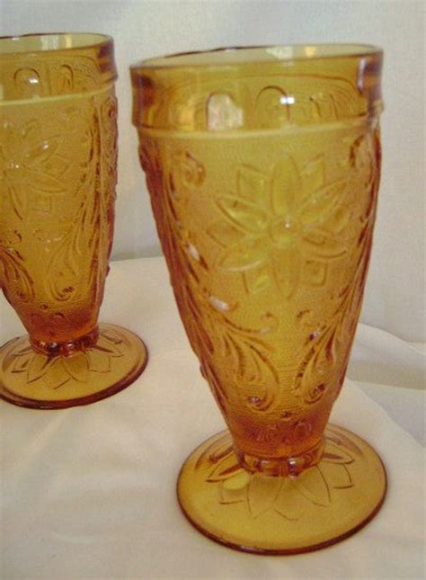 Tiara Indiana Glassware Footed Tumblers - Etsy