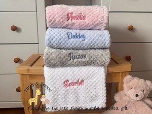 Personalised Baby Blanket, Embroidered newborn Gift, Waffle Wrap | eBay UK