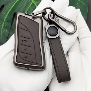 Leather Smart Remote Control Car Key Fob Case Compatible with Lexus GX460 RX350 ES350 ISC IS250 IS350 GX460 LX570 LS460 GS430 GS300 GS450h 2005-2017 Zinc Alloy Key Holder 4 Buttons-A Black