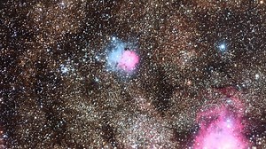 Zooming in on The Trifid Nebula & Cepheid Variable Stars | ESO Support FriendsofNASA.org | This zoom video takes the viewer deep into the spectacular central regions of the Milky Way. The final sequence closes in on the famous Trifid Nebula, as seen in an infrared image from the VISTA telescope at European Southern Observatory’s Paranal Observatory, including two Cepheid variables far beyond. A Cepheid variable is a type of star that pulsates radially, varying in both diameter and temperature, a