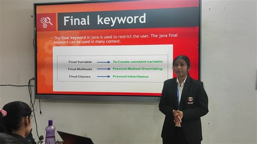 PPT Cum On Digital Board Presentation on Java Programming Batch : BCA AKU (22-25) 3rd Sem Topic : final keyword and final() method Faculty:- Raju Upadhyay sir Excellent explanation! Keep on performing in the future too | Cimage College, Patna | Facebook