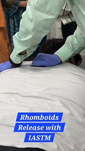 To perform Myofascial Release (MFR) on the rhomboids using an...
