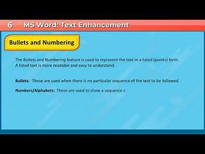 BULLETS AND NUMBERING IN MS WORD