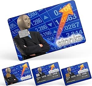 CUCU Covers Stonks Credit Card Skin Debit Card Stickers for Key, Debit, Credit, Bank Card 4PCS Card Skin for Adults, 000786b