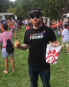 Want to make a liberal’s head explode? Go eat Chik fil A at a Gay Pride concert while wearing a “Gays for Trump” shirt with a “Black Lives MAGA” hat🇺🇸#SorryNotSorry #NotGay #JustHappy | DC Draino