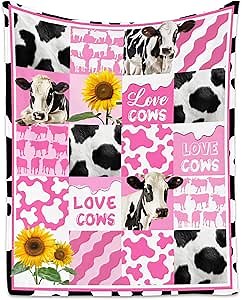 Amazon.com: Cow Throw Blanket, Cozy Soft Throw Gifts for Girls, Cute Colorful Flannel Throw Blankets for Couch Office, 40x50 Inches : Home & Kitchen
