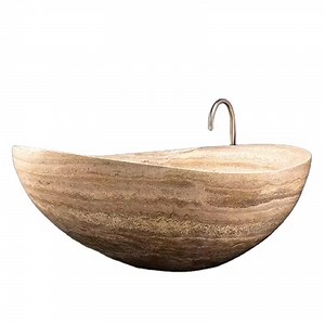 [Hot Item] Antique/ Honed Beige Travertine Stone Floor Standing Bathtub