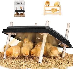 Brooder Heating Plate for Chicks Adjustable: with Bonus 12x12 Warmer with Easy- Cleaning Plate 22W Poultry Coop Heater for 15 Baby Chicks