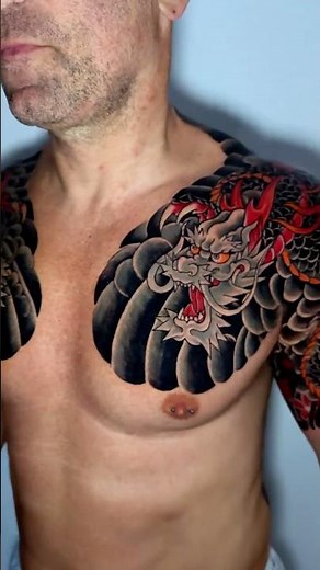 Japanese Dragon Shoulder Extension | Traditional Irezumi Chest Panel Connection