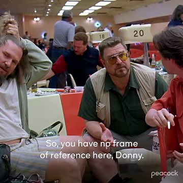 3 thoughts that crossed our mind while watching this iconic Big Lebowski: 1. REMEMBER BOWLING ALLEYS?! 2. And that we actually all touched those bowling balls?! 3. And shared shoes?! | Peacock TV