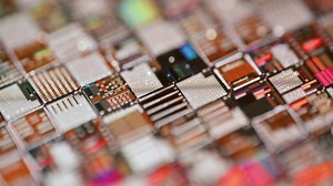 Premium stock video - Silicon semiconductor wafer close-up. in electronics, a wafer also called a slice or substrate is a thin slice of semiconductor, a crystalline silicon, used for the fabrication of integrated circuits