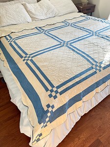 Primitive Early Century Window Pane Quilt With Blue and White Cream Cottons - Etsy
