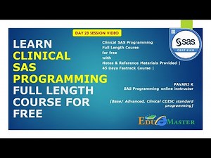 SAS Tutorials For Beginners| Clinical SAS Programming Full Course -Day 23 | Proc Means - Procedure