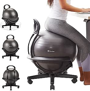 Safco Zenergy Ball Chair, Active Seating, Anti-Burst, Inflatable Chair for Home Office and Classroom