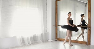 Ballerina Stretches On Bar Graceful Girl Stock Footage Video (100% Royalty-free) 26395130 | Shutterstock