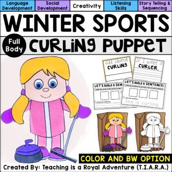 Curling Craft | Winter Olympics Paper Bag Puppet Template and Writing Activity