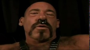 Vicious leather daddy subdues pussy boy