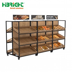 [Hot Item] Wooden Bakery Display Rack Modern Bread Shelf