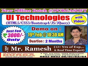 UI Technologies Offline Training @ DURGASOFT