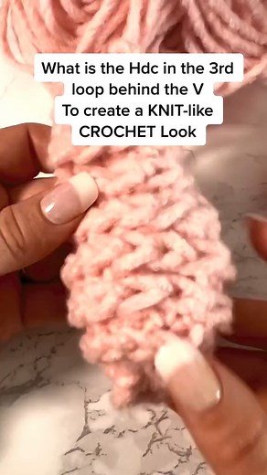 Have you tried the HDC in the 3rd loop behind the V to get the knit look? It's super fun! You can find the full tutorial here: https://www.nickishomemadecrafts.com/hdc-3rd-loop/ #crochet #diycrafts #yarn | Crochet Patterns & Tutorials by Nicki's Homemade Crafts