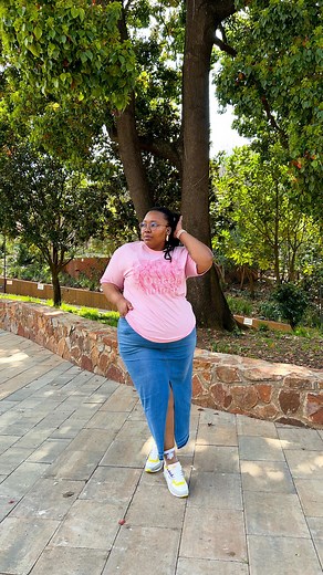My plus size spring day ootd #deminskirt #springootd #plussizeootd | Mpho Lekay