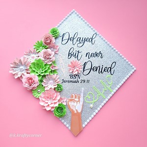 Graduation Cap Toppers/ Flower Graduation Cap/ Glitter Graduation Cap/ Pink and Green/ AKA Inspired - Etsy