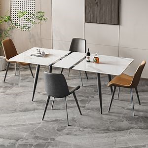 [Hot Item] Luxury Stone Top Metal Legs Marble Kitchen Furniture Rectangular Dining Folding Table