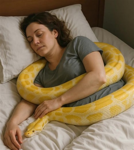 A girl kept a huge python at home. One day, the snake started acting strange, stopped eating, and wrapped itself around her owner's waist. Then, the girl learned something terrifying about it. 😱😱 The girl kept a python named Saffron at home, named for the sunspots on its scales. The yellow python had been with the girl for three years and quickly became a pet. Her family winced: "Be careful, it's a predator." But the girl only smiled: "It's tame. It loves me and would never harm me." However, 
