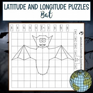 Latitude and Longitude Worksheet Practice Geography Activities - Bat Halloween