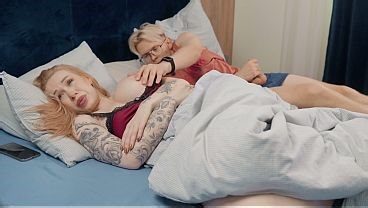 Step Son Creampies Step Mom in Hotel Share Bed Petting!