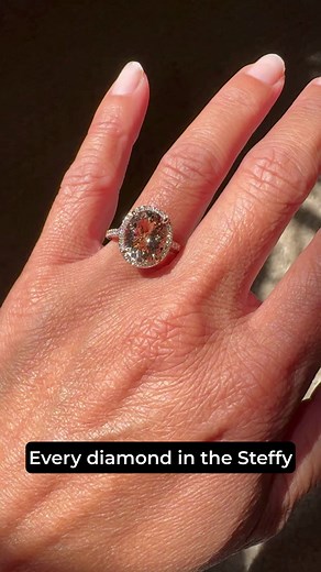 The perfect combination! Feminine, sleek, and beauty.#snsthesteffyring #11x9mm #ovalcutmorganite #anniversaryring #engagementring | Samnsue Jewelry Design