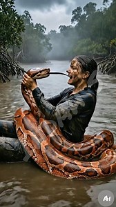 😱very dangerous, a woman wrestling with a python in the rain #reelsvideo #usa #ai #thailand #stonesnake #snake #SnakeViral #fblifestyle #trending #trendingreels | Indah Surya