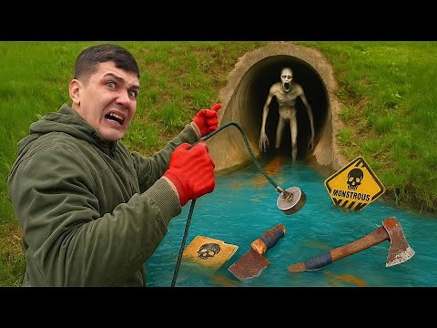 Found a Secret Sewer Full of DANGEROUS Monsters While Magnet Fishing!