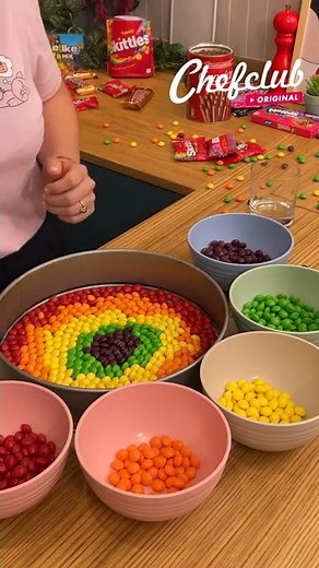 Skittles Rainbow Cake 🌈😀 This colorful cake will bake your day #SHORTS