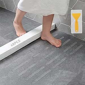 Kyerivs Anti-Slip Strips,48pcs Safety Shower Treads Stickers, Bathtub Non Slip Stickers, Anti Skid Tape for Shower,Tub,Steps, Floor-Strength Adhesive Grip Appliques for Baby,Senior,Adult