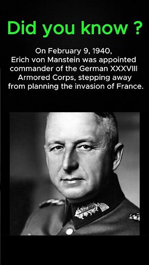 WWII 9 FEB 1940: Manstein Takes Command of German Armored Corps #WW2 #GermanArmy #Manstein